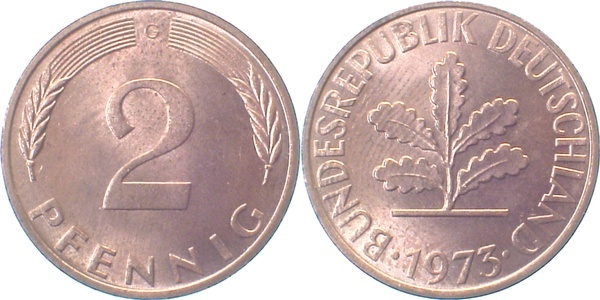38173G~1.2 2 Pfennig  1973G bfr J 381  