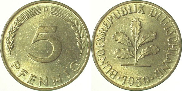 38250D~1.2 5 Pfennig  1950D bfr J 382  