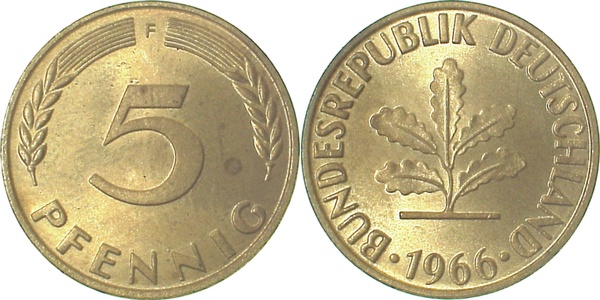 38266F~0.9 5 Pfennig  1966F stgl.fein J 382  
