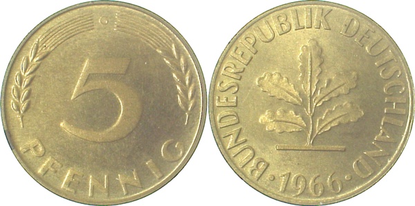 38266G~0.0 5 Pfennig  1966G PP 3070 Exemplare  J 382  