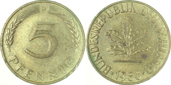 38266D~1.5 5 Pfennig  1966D vz/st J 382  