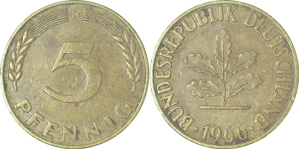 38266D~2.8v-9V2 5 Pfennig  66D Körner d.linke Ähre scharf getrennt EPA-9V2  