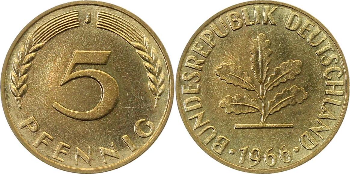 38266J~0.0 5 Pfennig  1966J Polierte Platte, Archiv FRanquinet J 382  