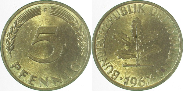 38267F~1.2 5 Pfennig  1967F bfr J 382  