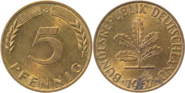 38267G~1.8 5 Pfennig  1967G vz/bfr J 382  