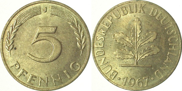 38267J~1.0 5 Pfennig  1967J stgl J 382  