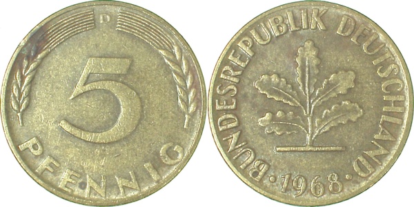 38268D~2.0v-17V2 5 Pfennig  67D Grannen angewachsen EPA-17V2  