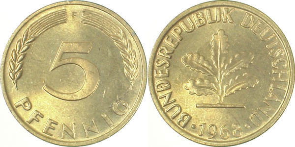 38268F~1.0 5 Pfennig  1968F stgl J 382  