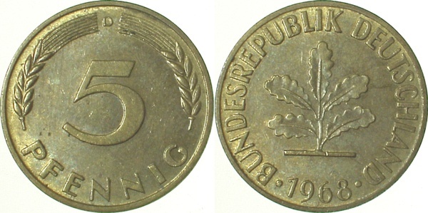 38268D~1.2 5 Pfennig  1968D bfr J 382  