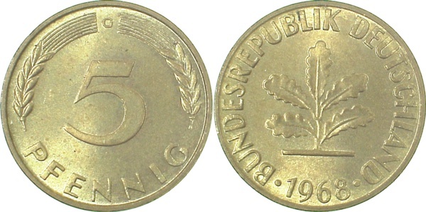38268G~1.0 5 Pfennig  1968G stgl J 382  