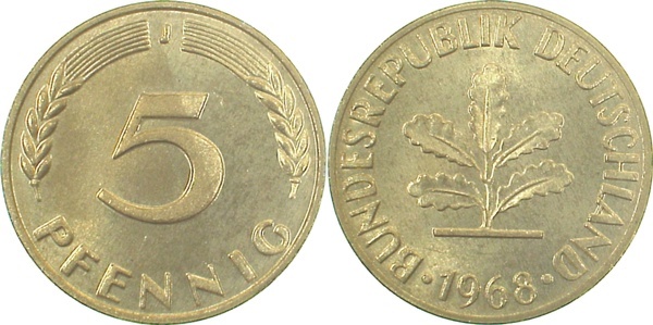 38268J~0.9 5 Pfennig  1968J stgl fein J 382  