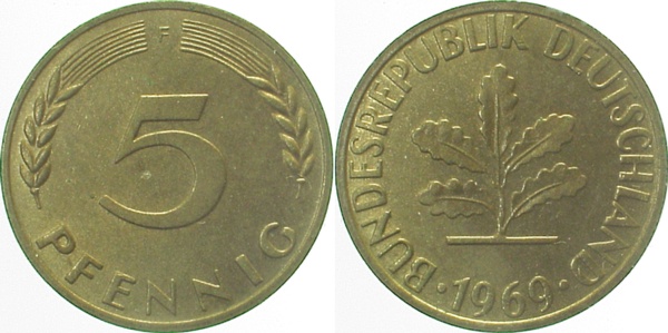 38269F~1.0 5 Pfennig  1969F stgl J 382  