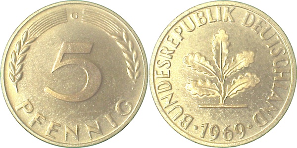 38269G~0.0 5 Pfennig  1969G PP 8700 Exemplare  J 382  