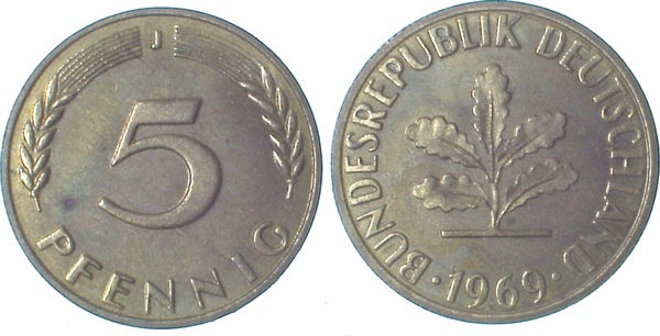 38269J~0.0 5 Pfennig  1969J PP 5000 Exemplare  J 382  
