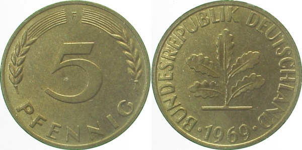 38269F~1.0 5 Pfennig  1969F stgl J 382  