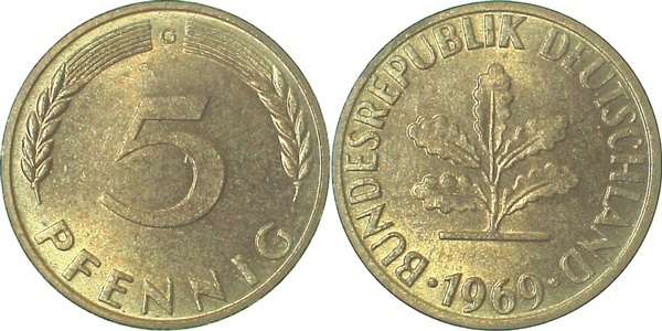 38269G~0.9 5 Pfennig  1969G st.fein J 382  