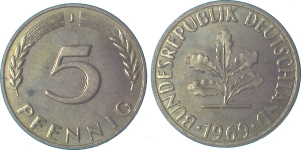 38269J~0.0 5 Pfennig  1969J PP 5000 Exemplare  J 382  