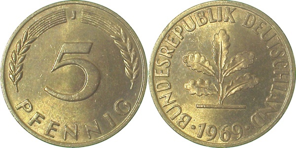 38269J~1.1 5 Pfennig  1969J bfr/stgl J 382  