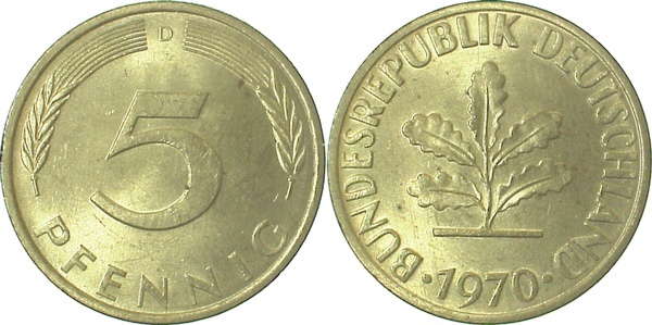 38270D~1.2v 5 Pfennig  1970D Ngb.25.3 bfr J 382  