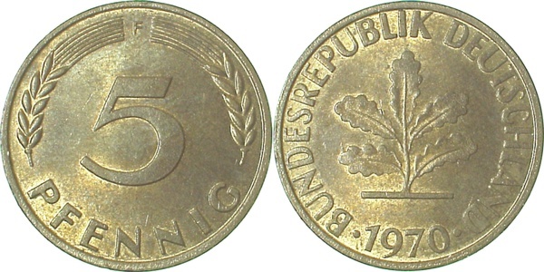 38270F~1.0 5 Pfennig  1970F stgl J 382  