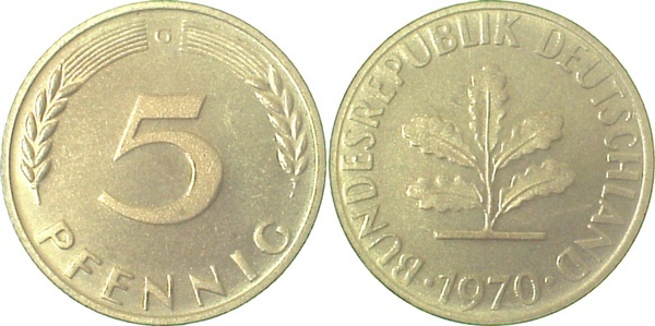 38270G~0.0 5 Pfennig  1970G PP.......10200 Exemplare  J 382  