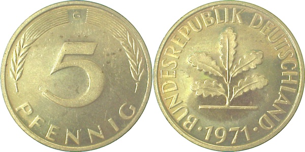 38271G~0.0 5 Pfennig  1971G PP.......10200 Exemplare  J 382  