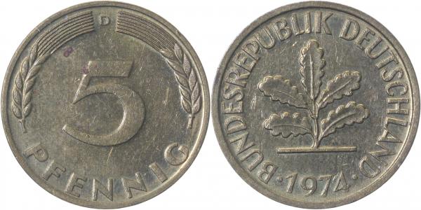 38274D~3.0V 5 Pfennig  1974D Ngb/41.1 J 382  