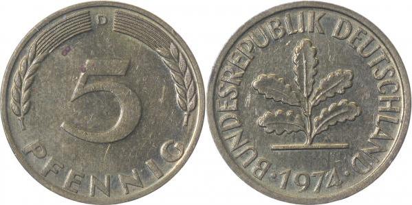 38274D~3.0V 5 Pfennig  1974D Ngb/41.1 J 382  