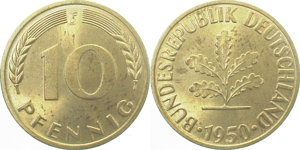 38350F~1.2 10 Pfennig  1950F bfr J 383  