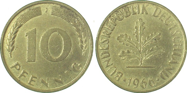38366J~1.5 10 Pfennig  1966J vz/st J 383  