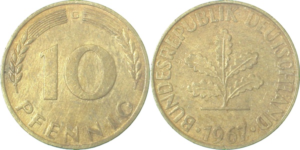 38367G~2.5 10 Pfennig  1967G ss/vz J 383  