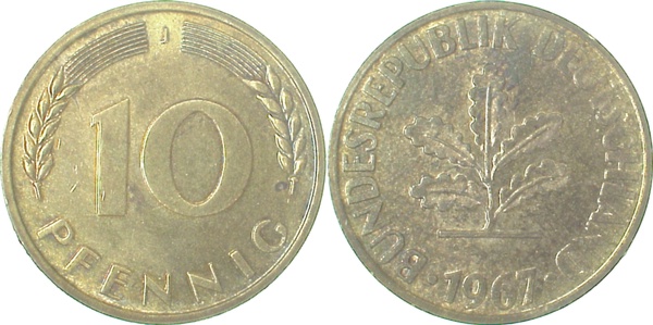 38367J~2.0 10 Pfennig  1967J vz J 383  