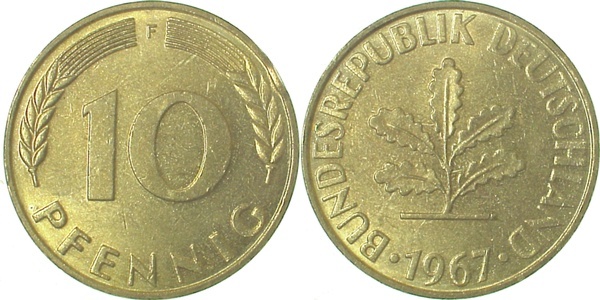 38367F~1.2 10 Pfennig  1967F bfr J 383  