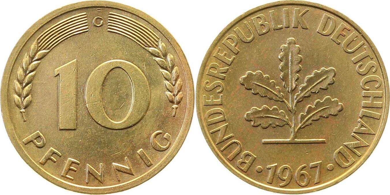 38367G~1.1 10 Pfennig  1967G bfr/stgl J 383  