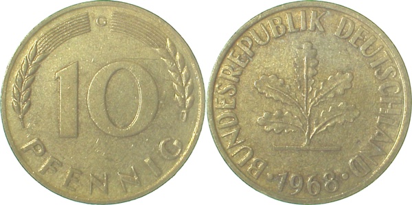 38368G~1.5 10 Pfennig  1968G f.bfr J 383  
