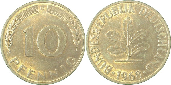 38368D~1.2 10 Pfennig  1968D bfr J 383  