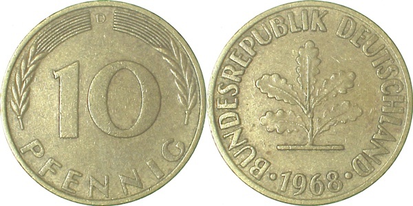 38368D~v-17V2 10 Pfennig  50D Grannen a. Körner angewachsen EPA 17V2  