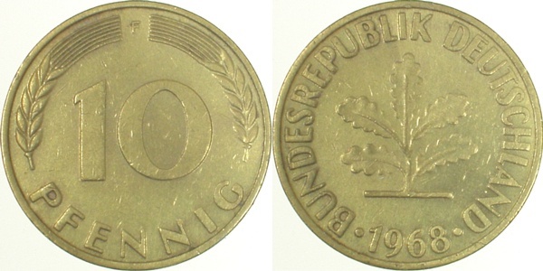 38368F~2.0 10 Pfennig  1968F vz J 383  