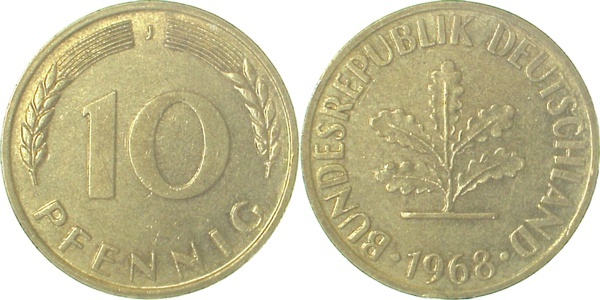 38368J~2.0 10 Pfennig  1968J vz J 383  