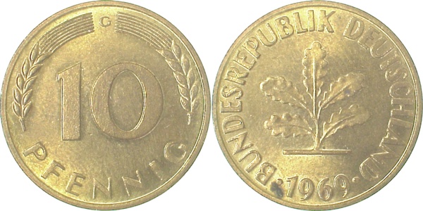 38369G~1.0 10 Pfennig  1969G stgl J 383  