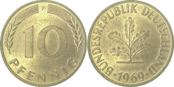 38369F~1.1 10 Pfennig  1969F bfr/stgl J 383  