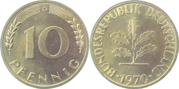 38370G~1.0 10 Pfennig  1970G stgl J 383  