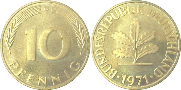 38371G~0.0 10 Pfennig  1971G PP.......10200 Exemplare  J 383  