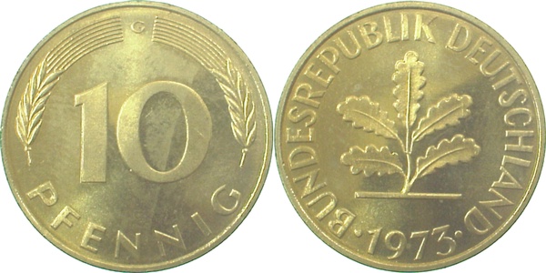 38373G~0.9 10 Pfennig  1973G stgl.fein!! J 383  