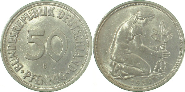38450D~1.5 50 Pfennig  1950D f.bfr J 384  