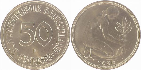 38450F~1.0 50 Pfennig  1950F stgl J 384  