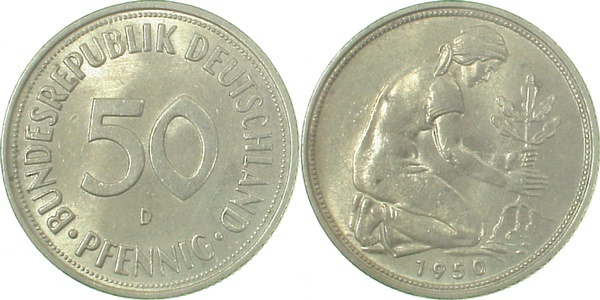 38450D~1.2 50 Pfennig  1950D bfr J 384  