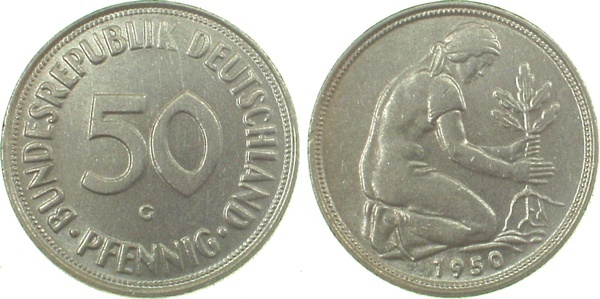 38450G~2.0v 50 Pfennig  1950G vz Nbg. 8v1  