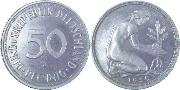 38450J~0.0 50 Pfennig  1950J PP 600 Exemplare  J 384  