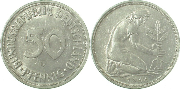 38466D~1.8 50 Pfennig  1966D vz/bfr J 384  